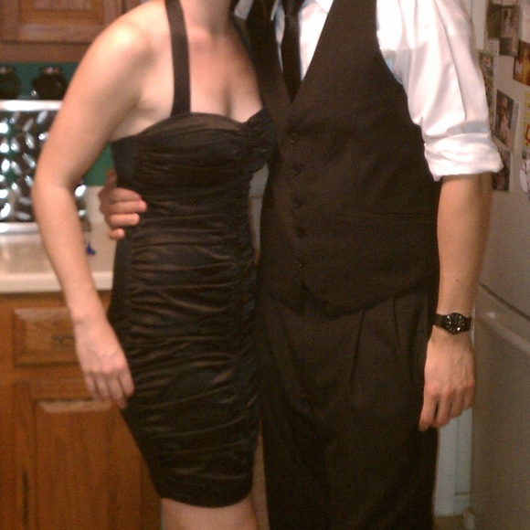 Black Halo Black Halter Dress - Size 6 - Picture 3 of 6